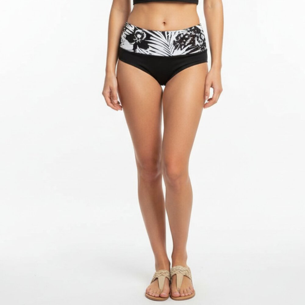 PANACHE NWT $36 Black White Textured High Waist Swim Bottoms Size  Small - Picture 2 of 7